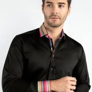 Claudio Lugli Heren Rainbow Touch Overhemd Zwart