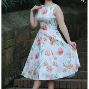 Hearts & Roses Aria Floral 50's Swing Jurk Wit