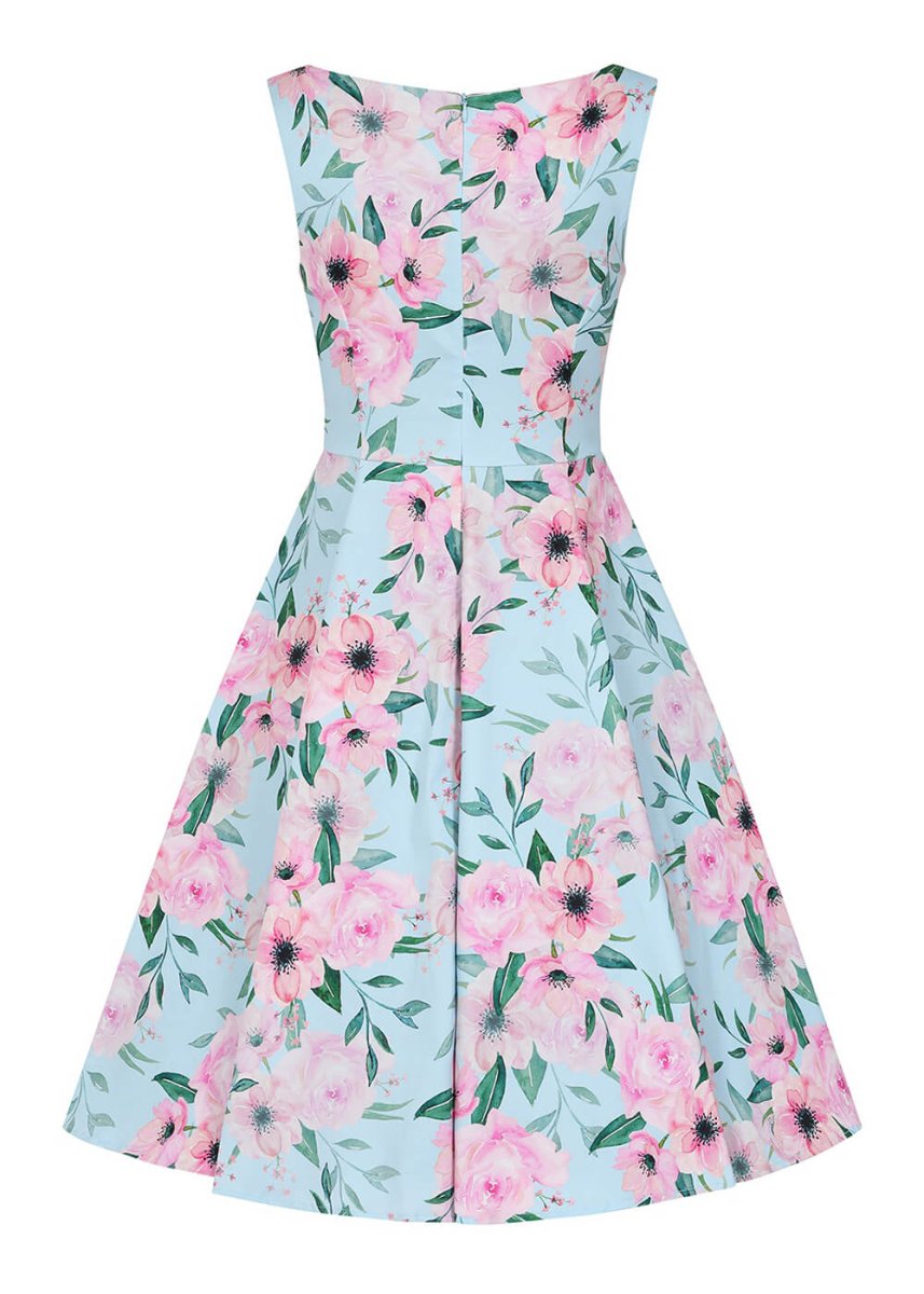 Hearts & Roses Claudette Blossom 50's Swing Jurk Licht Blauw - Billede 7