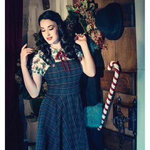 Hell Bunny Peebles Tartan Pinefore 40's Jurk Groen