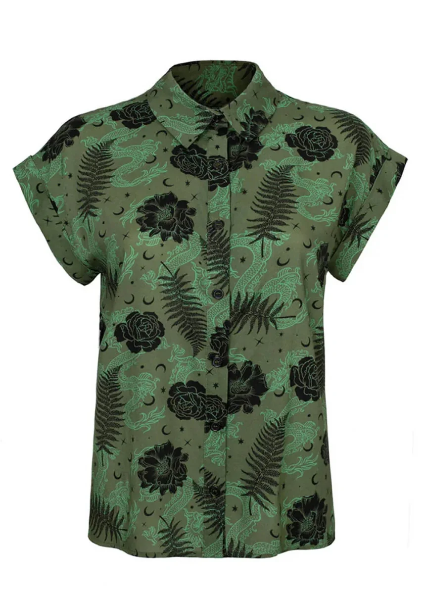 Hell Bunny Georgia Shirt Groen