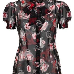 Hell Bunny Forbidden Apple Snake 60's Blouse Zwart
