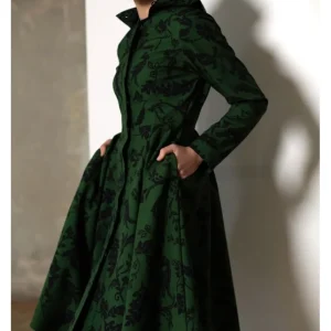RainSisters Forest Flower 50's Swing Regenjas Groen Zwart