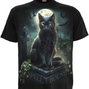 Spiral Spell Bound Cat T-Shirt Zwart